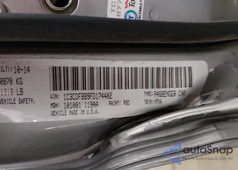 2015 Dodge Dart Sxt z USA, uszkodzony, nr VIN 1C3CDFBB9FD174402